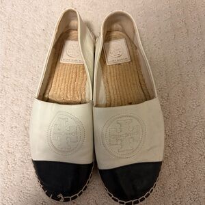 Tory Burch Cream and Black Espadrilles